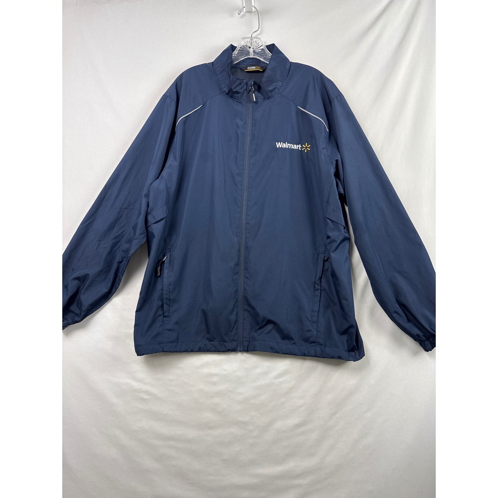 Core365 Windbreaker Jacket Mens Large Navy Blue Walmart Logo Full Zip